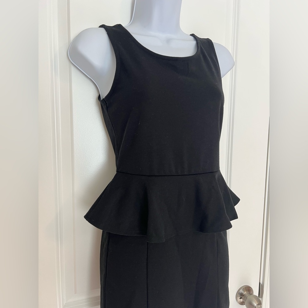 American Eagle Outfitters Black Peplum Fitted Mini Dress